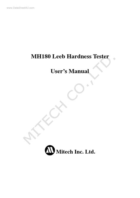 mh180 hardness tester manual